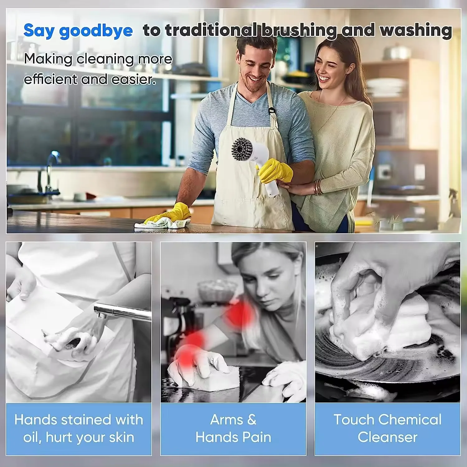 Elektryczna Szczotka Obrotowa USB z 5 Końcówkami do Kuchni i Łazienki 🌀