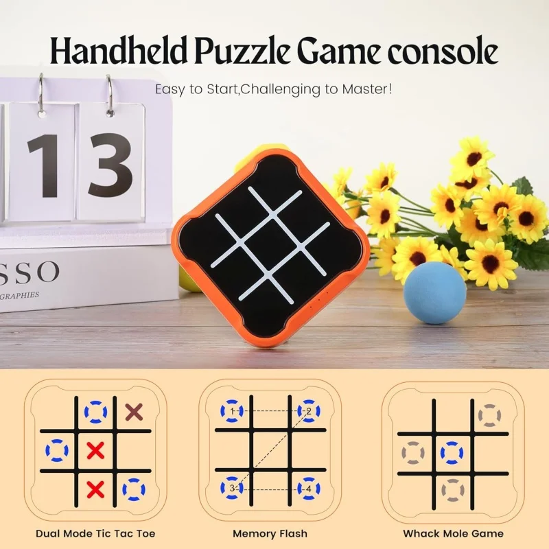 Tic Tac Toe Electronic Chessboard For Kids Interactive Strategy Game with AI Learning Mode Parent Child Educational Toy